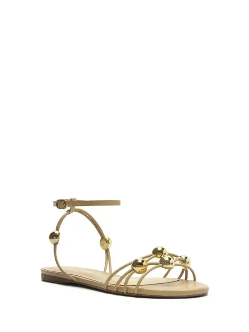 Alternative view of Sandália em Pele Beige e Tiras com Esferas