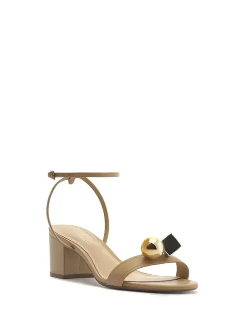 Alternative view of Sandália em Pele Camel e Tiras com Metais