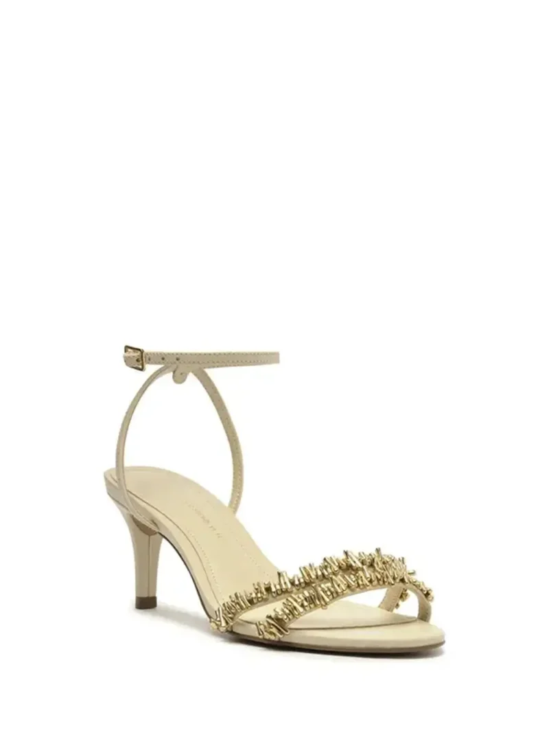 Alternative view of Sandália em Pele Beige e Tira com Metais