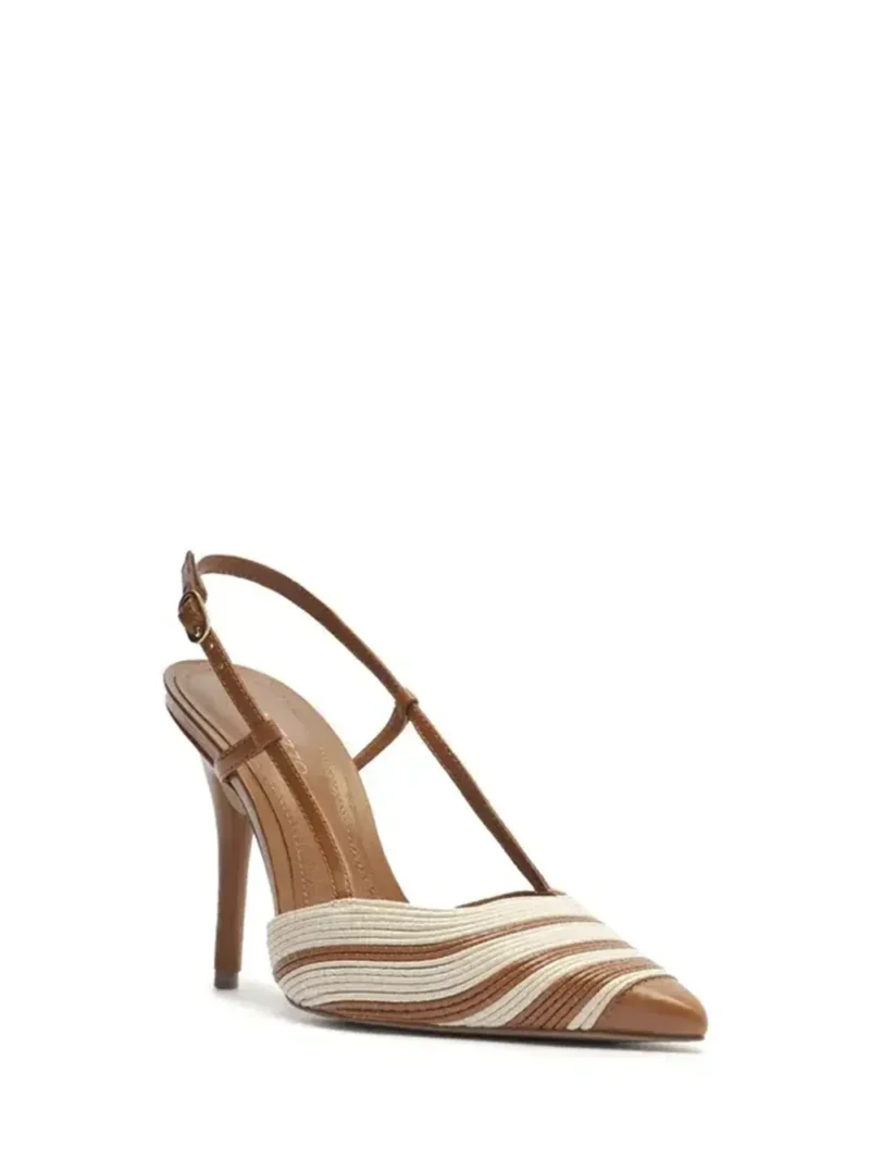 Alternative view of Scarpin em Pele Castanha e Riscas Beige