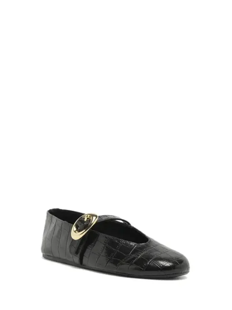 Alternative view of Sabrina Arezzo Preta em Pele com Efeito Croco