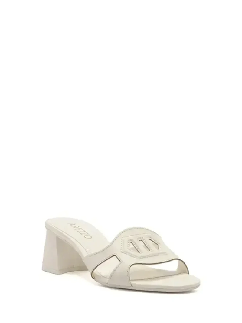 Alternative view of Sandália em Pele Branca e Salto em Bloco