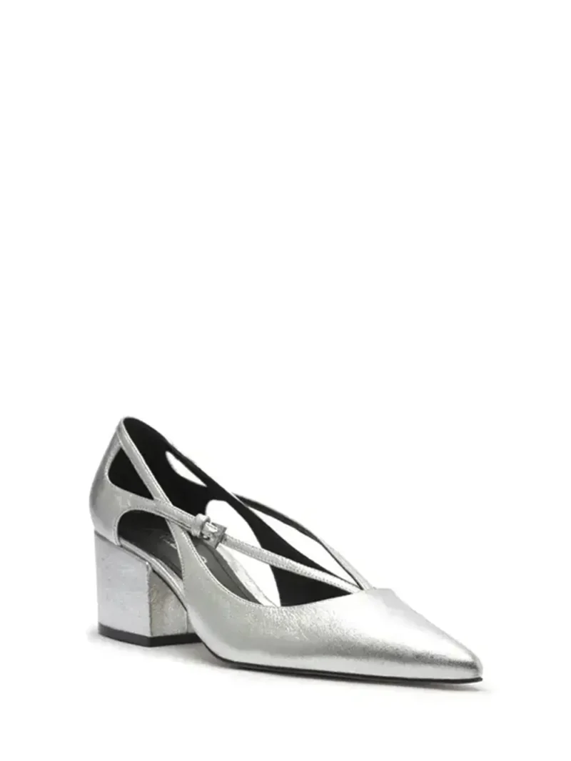 Alternative view of Scarpin Arezzo em Pele Prata e Tiras