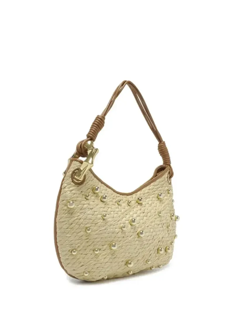 Alternative view of Mala em Pele Castanha e Palha com Tachas