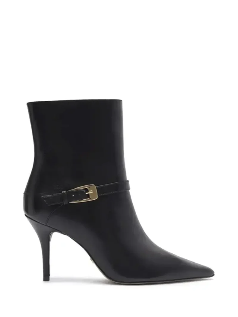 Bota Arezzo Preta em Pele e Fivela