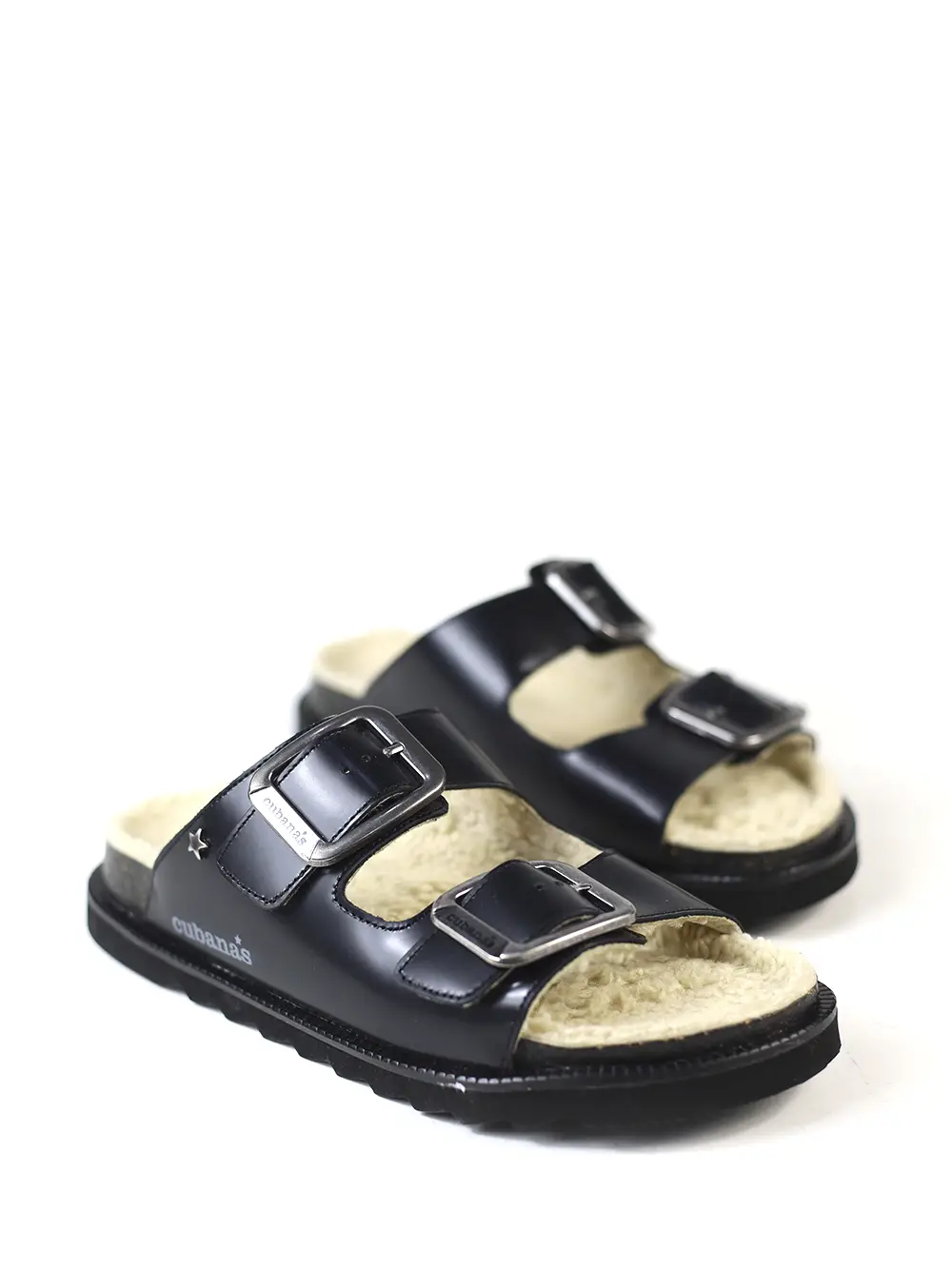 Amalia-Sandália Preta em Pele e Pelo Natural - Image 4