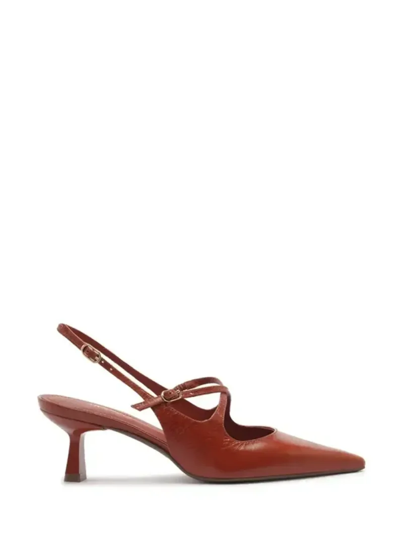 Scarpin em Pele Vermelha com Tiras