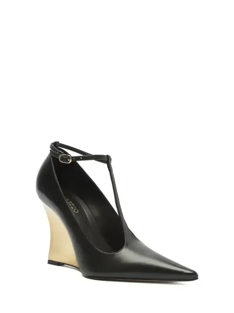 Alternative view of Scarpin Preto em Pele e Salto Anabela Dourado