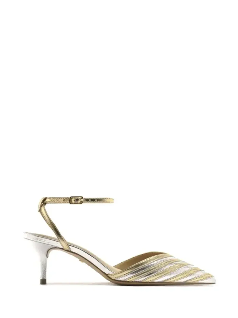 Scarpin em Pele Metalizada e Tira