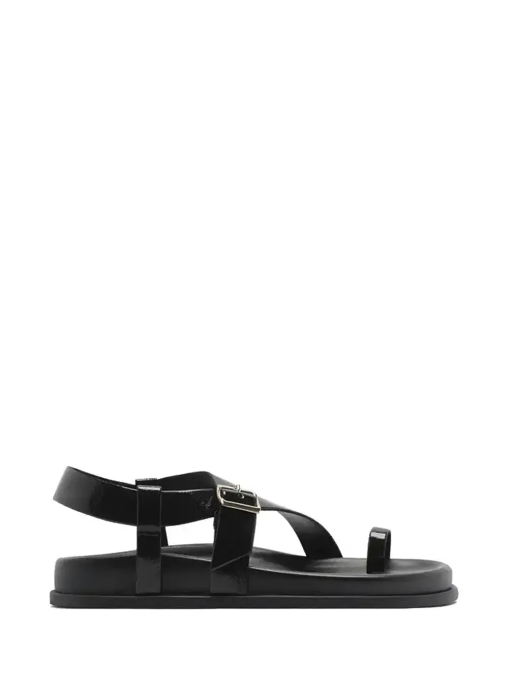 Sandália Arezzo Preta em Pele com Fivela