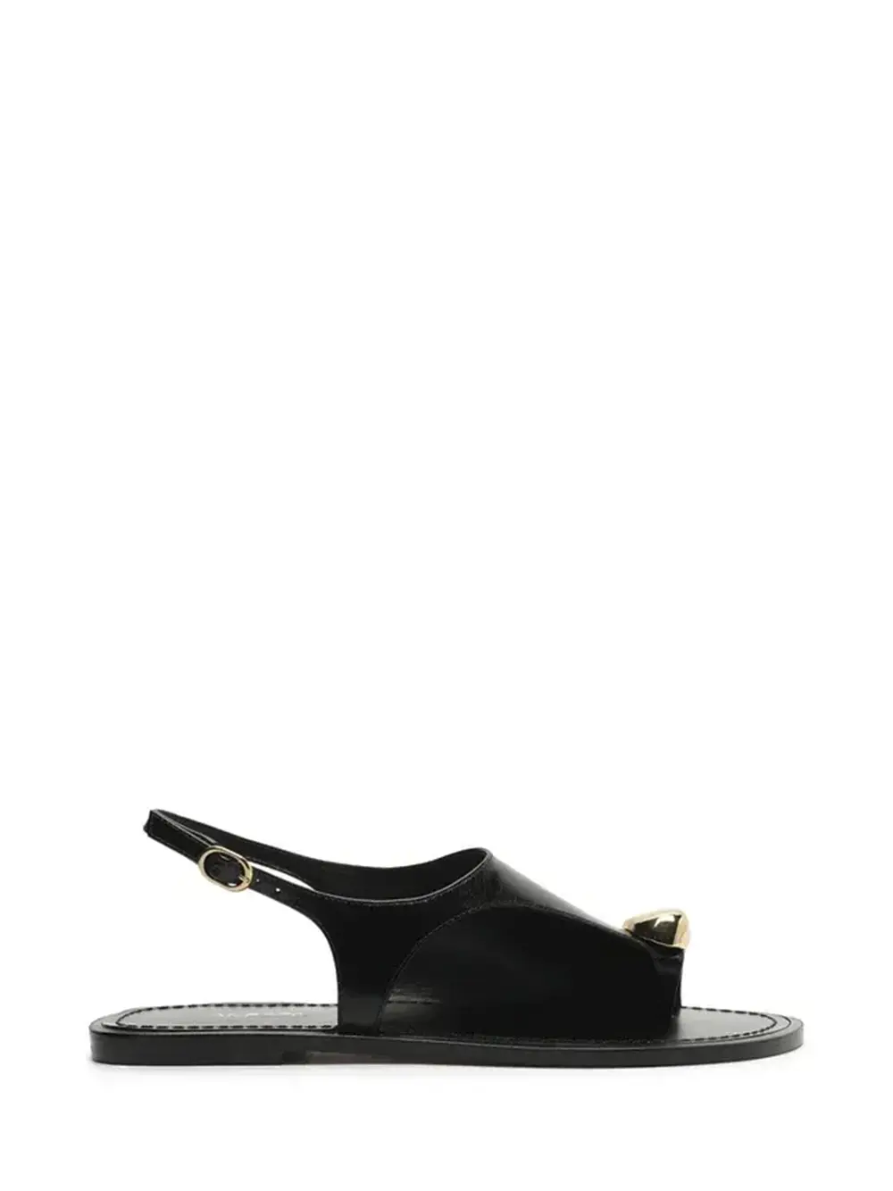 Sandália Arezzo Preta em Pele com Metal