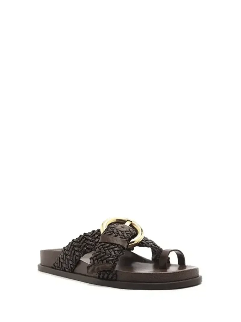 Alternative view of Sandália em Pele Castanha e Tiras Entrançadas