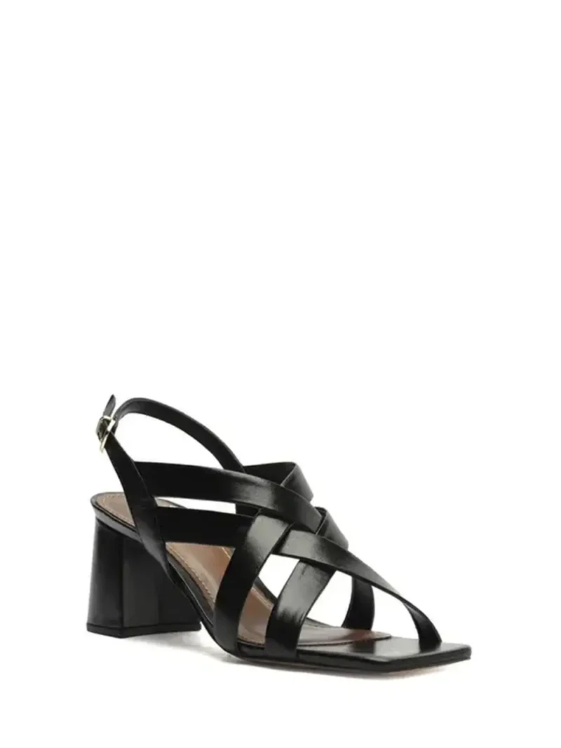 Alternative view of Sandália Preta em Pele e Tiras