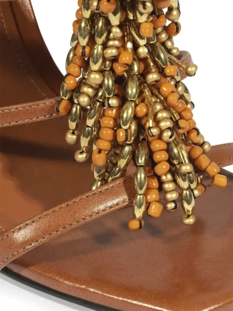 Alternative view of Sandália Schutz em Pele Castanha com Tiras e Missangas