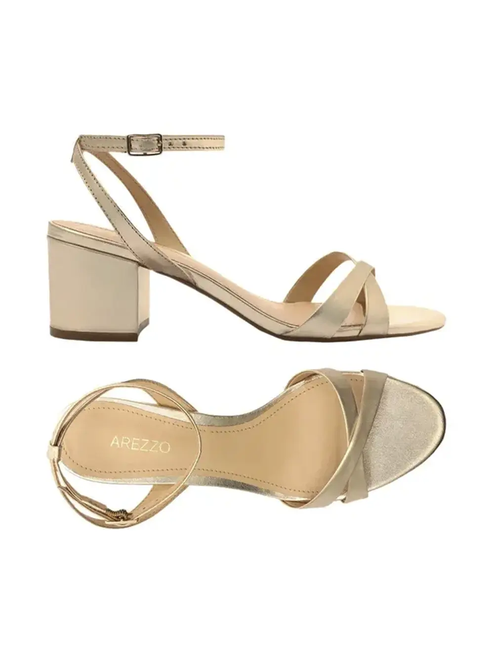 Sandália Arezzo em Pele Dourada com Tiras - Image 4