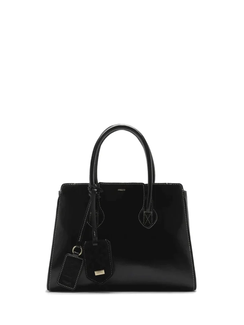 Mala Tote Midi Preta em Pele