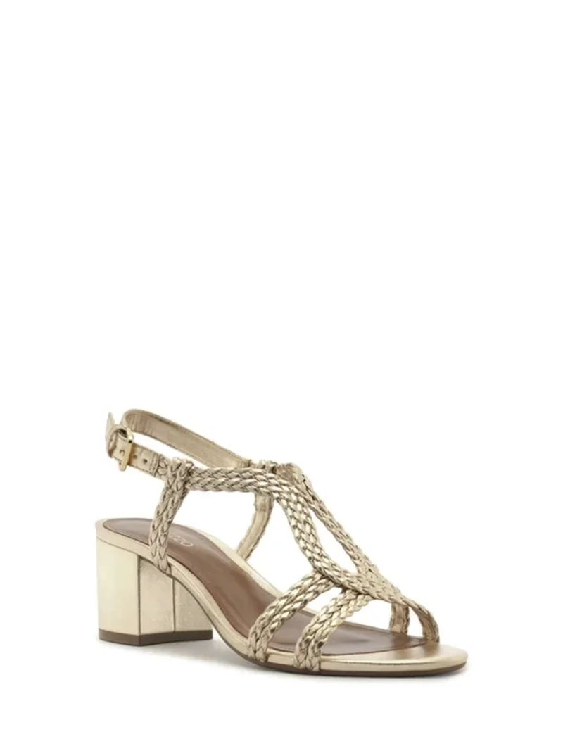 Alternative view of Sandália em Pele Dourada e Tiras Entrançadas