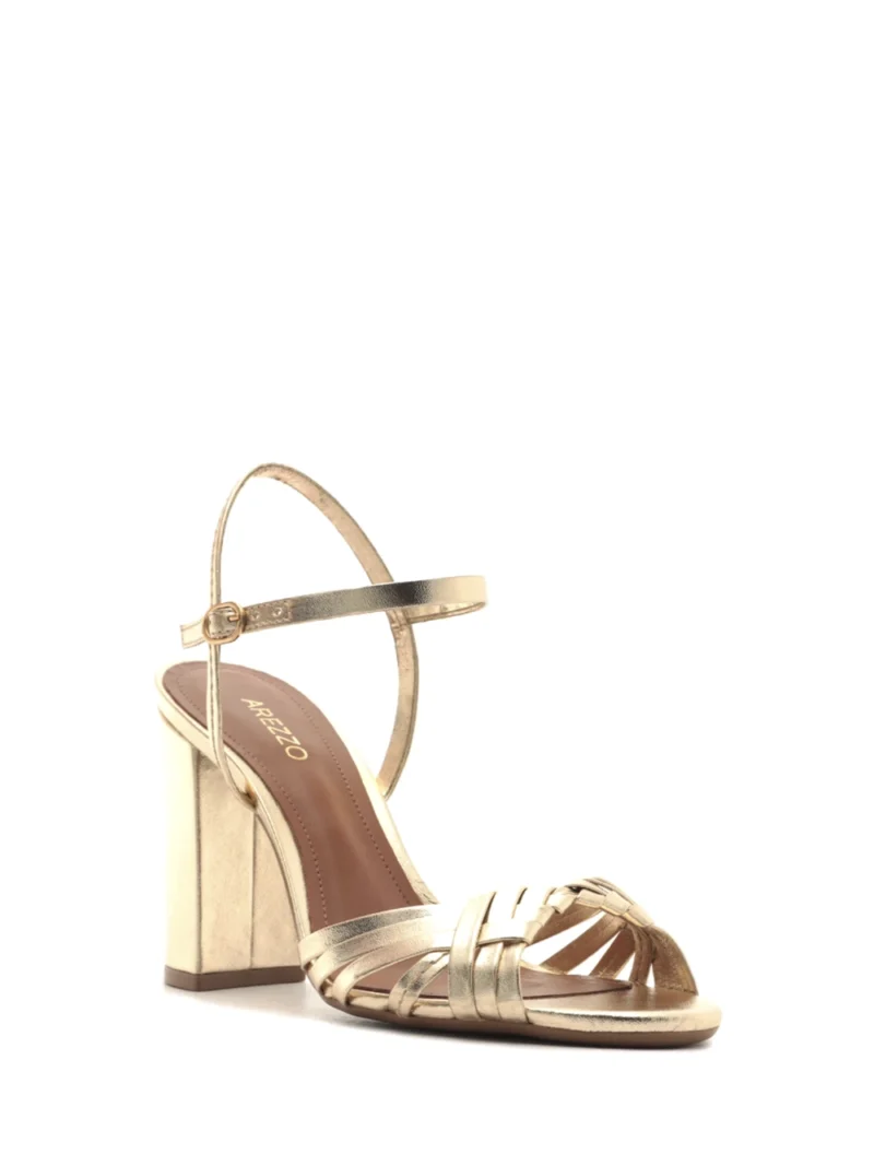 Alternative view of Sandália em Pele Dourada e Salto Bloco