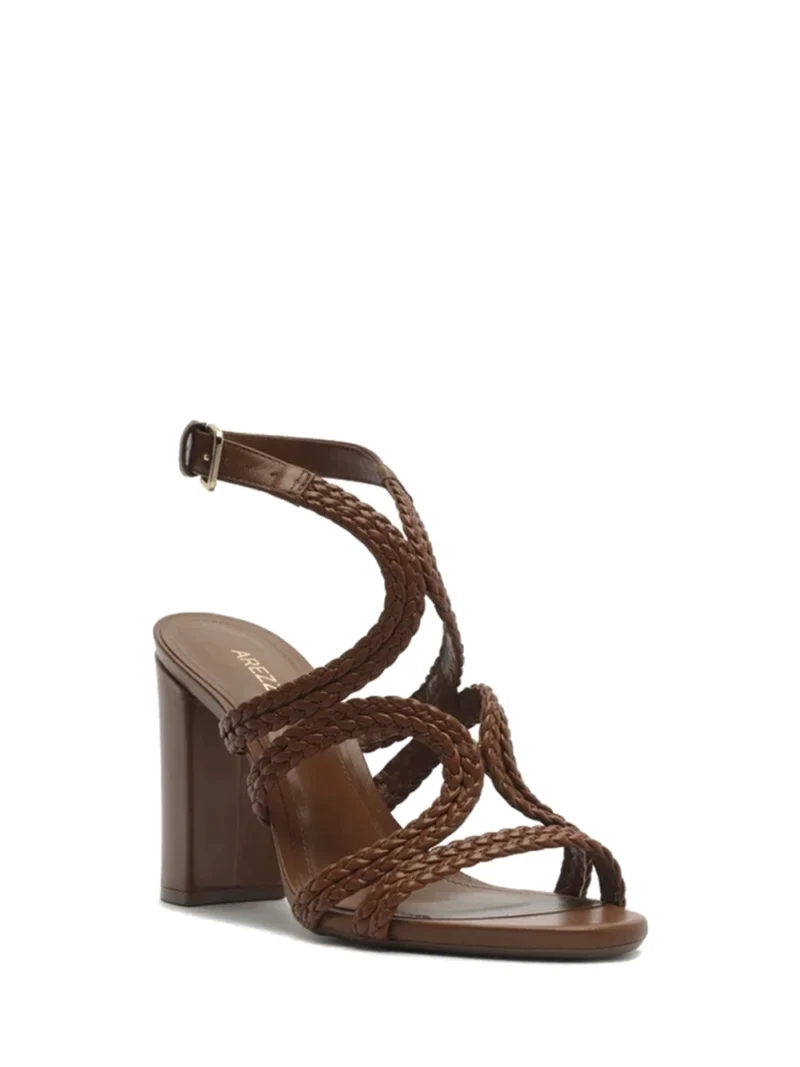 Alternative view of Sandália em Pele Castanha e Tiras Entrançadas