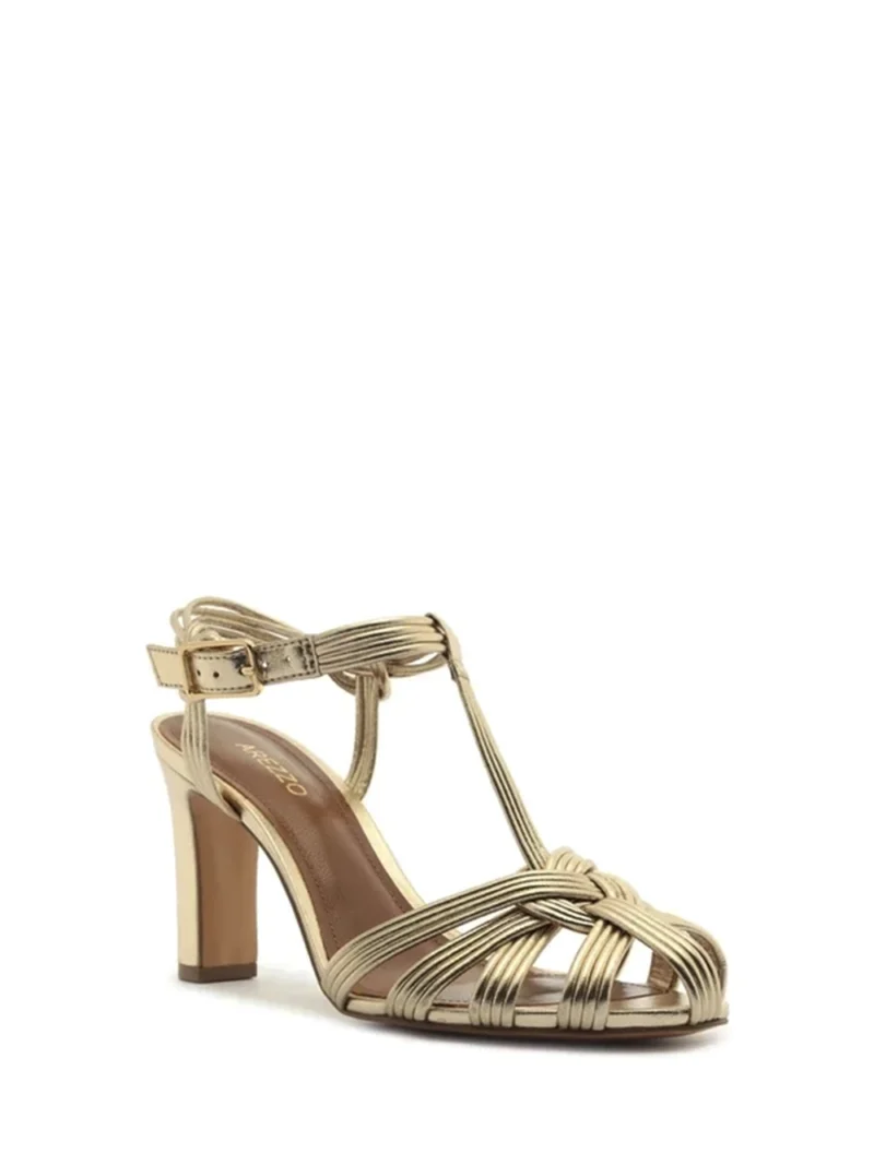 Alternative view of Sandália em Pele Dourada e Tiras