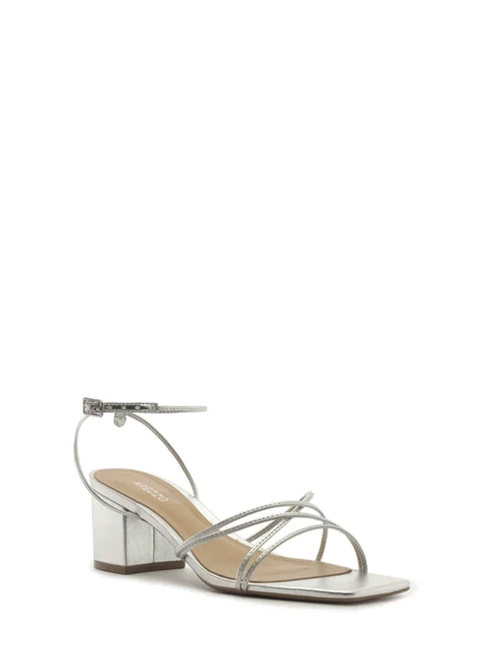 Sandália em Pele Prata e Tiras Finas - Image 2