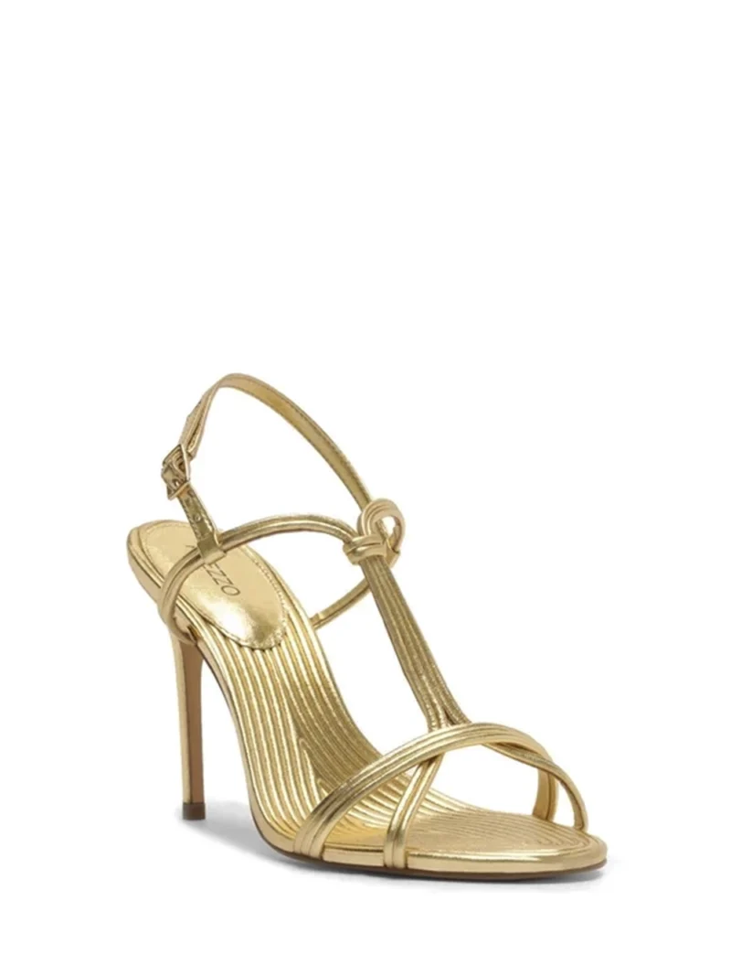 Alternative view of Sandália em Pele Dourada e Tiras com Textura