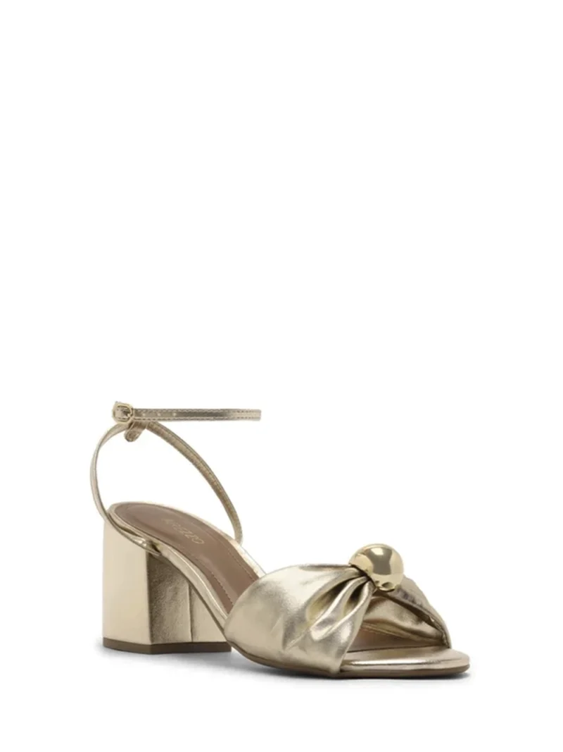 Alternative view of Sandália em Pele Dourada e Salto Médio