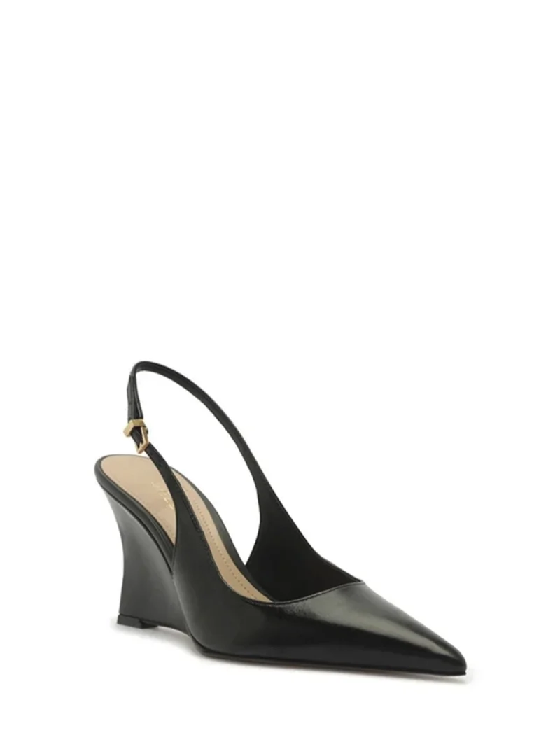 Alternative view of Scarpin Preto em Pele Salto Anabela