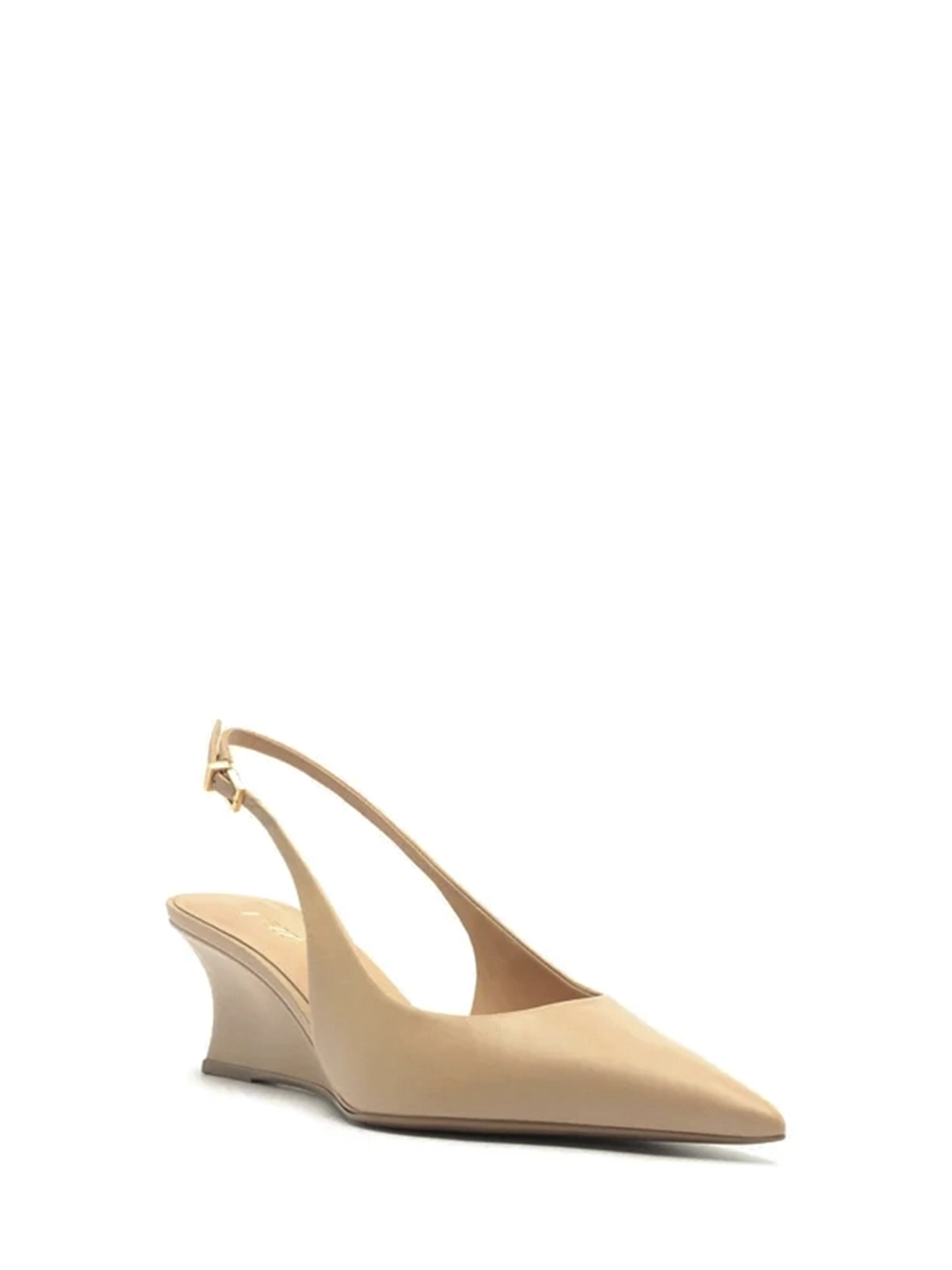 Scarpin em Pele Beige e Salto Baixo Anabela - Image 2