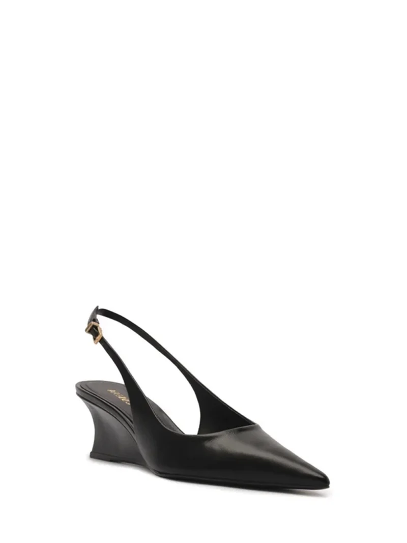 Alternative view of Scarpin Preta em Pele e Salto Baixo Anabela