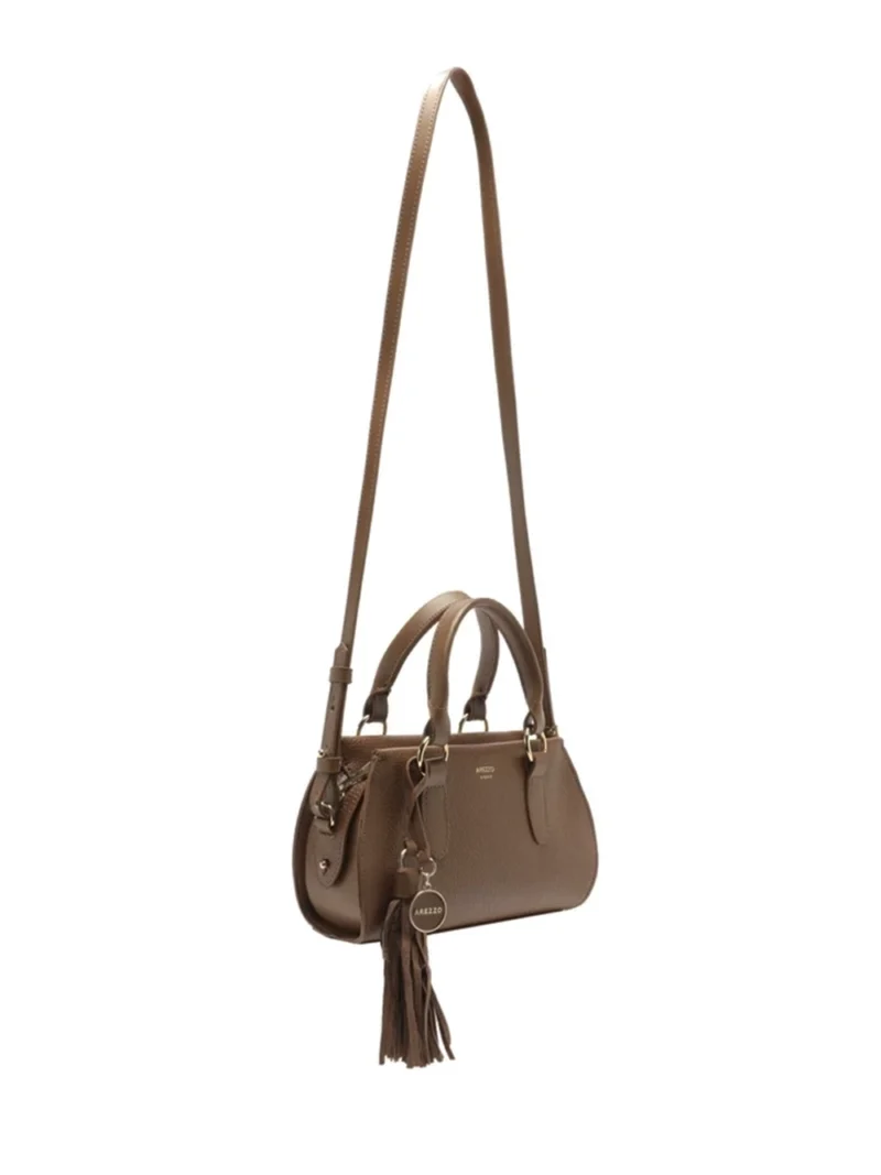 Alternative view of Mala Tote Midi em Pele Castanha