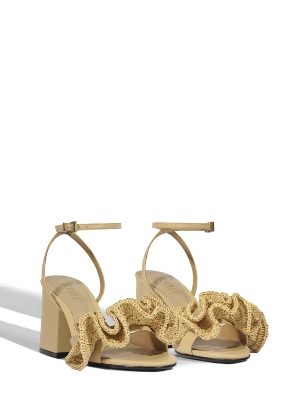 Sandália em Pele Beige e Ráfia - Image 2