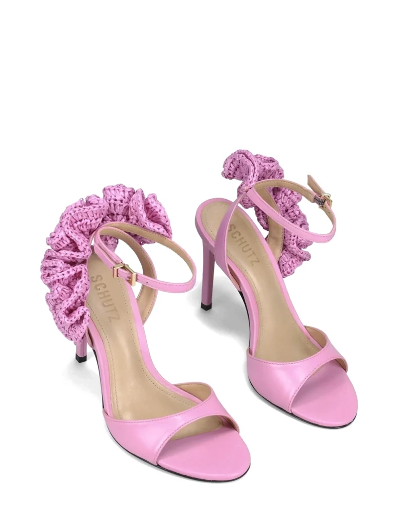 Alternative view of Sandália em Pele Rosa e Ráfia