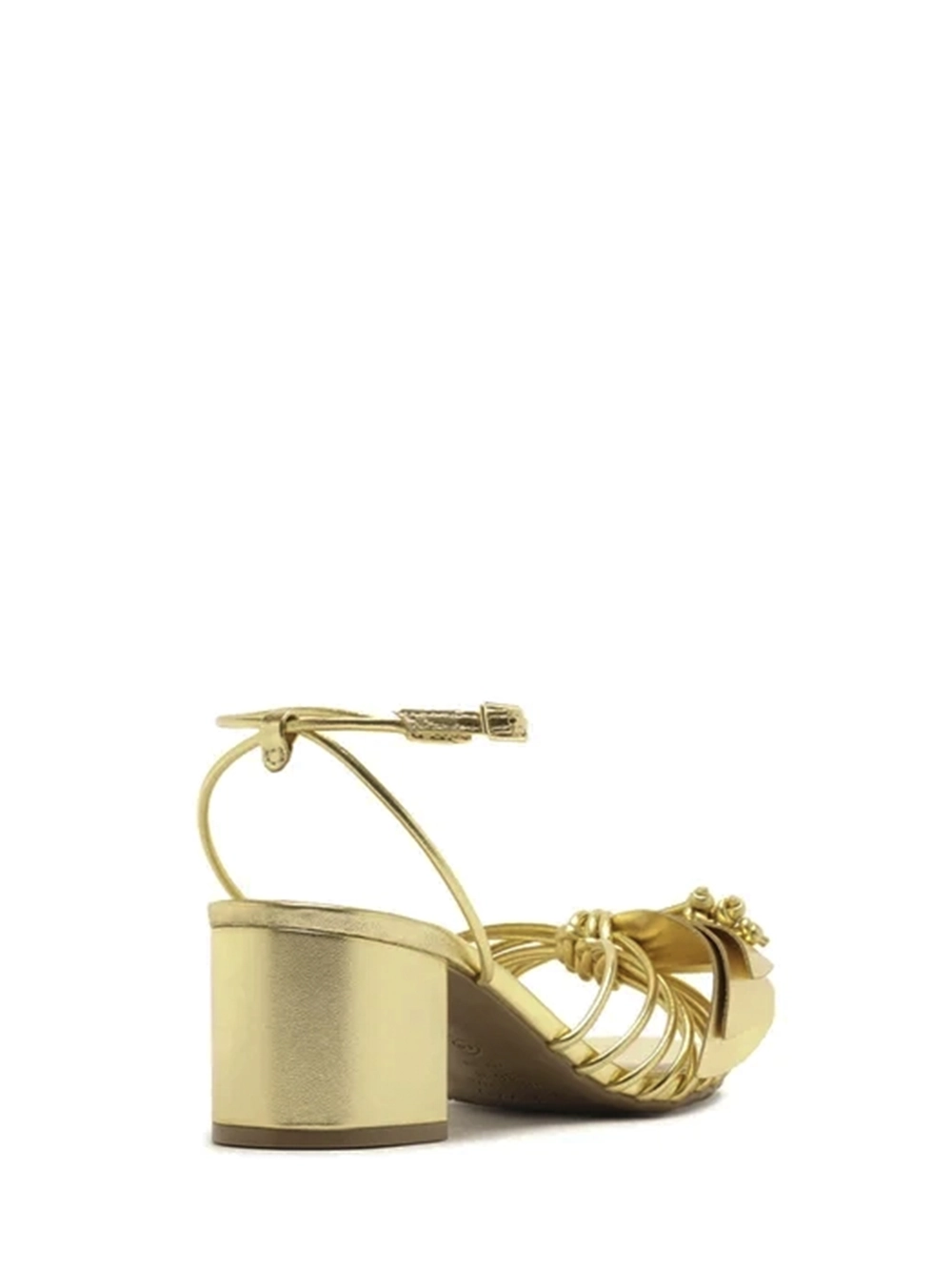 Sandália em Pele Dourada e Flor - Image 3