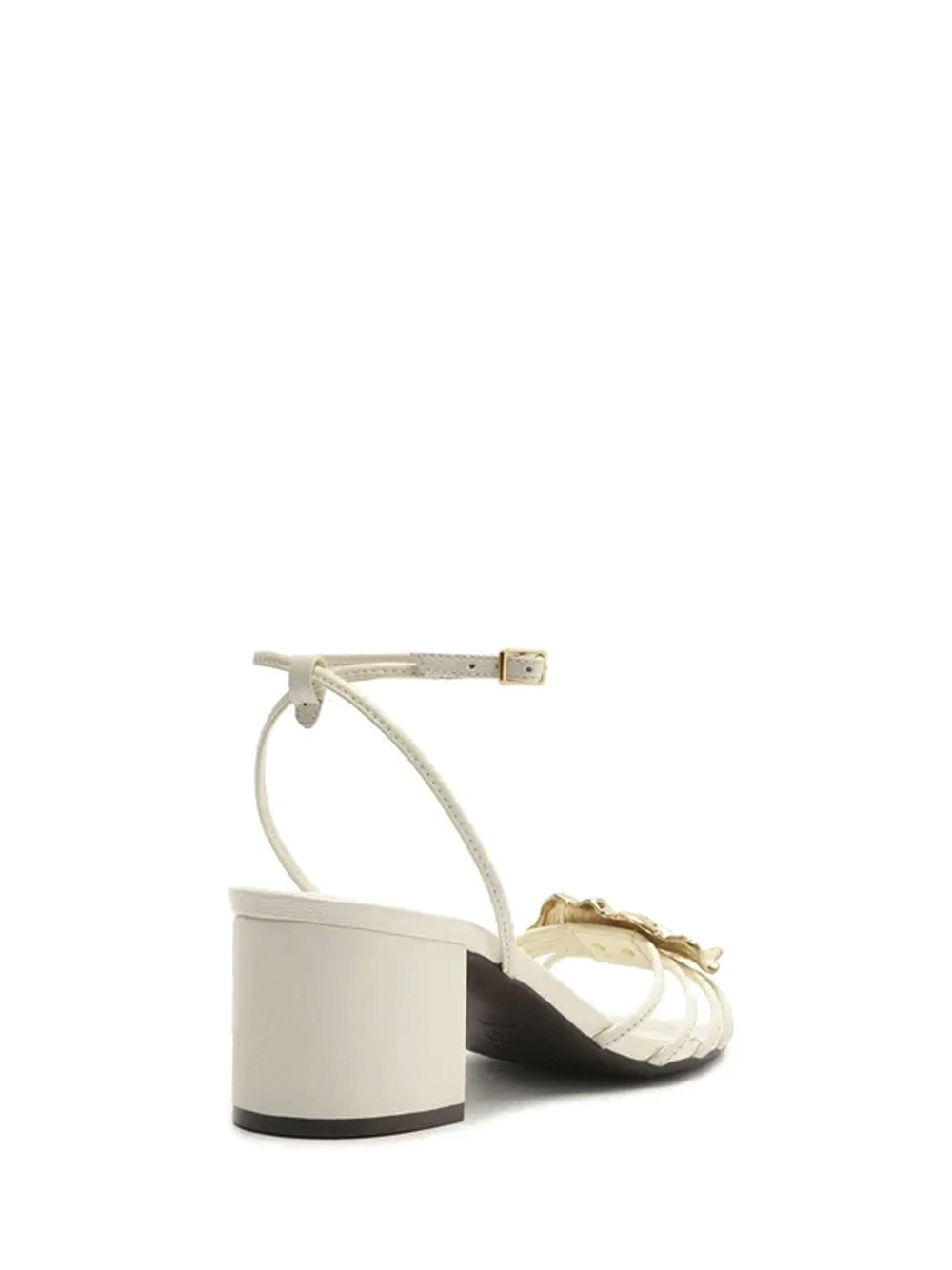 Sandália em Pele Off-White e Folha de Metal - Image 3