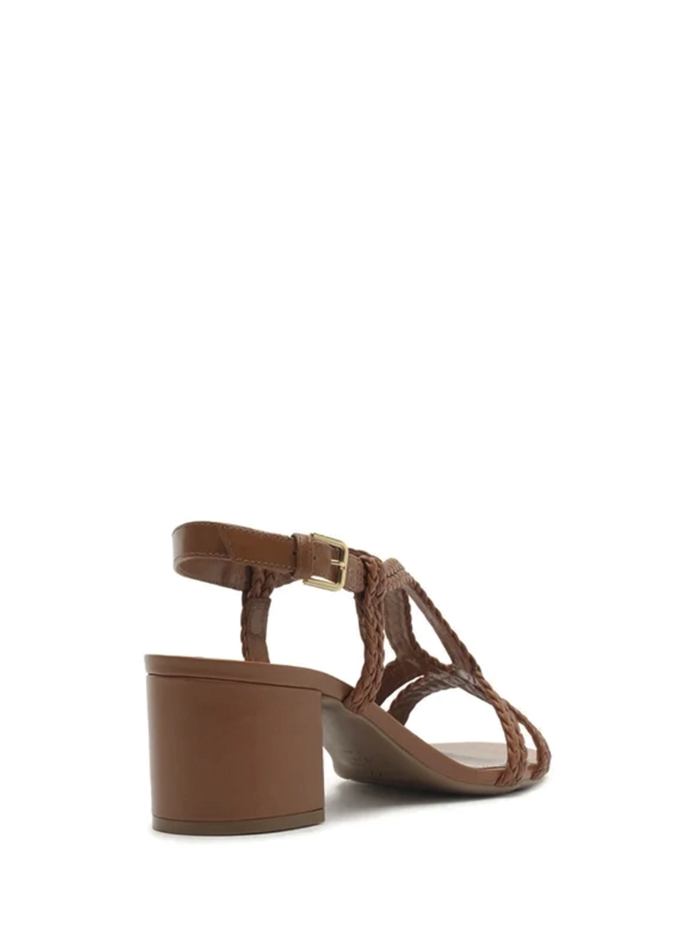 Sandália em Pele Castanha e Tiras Entrançadas - Image 3