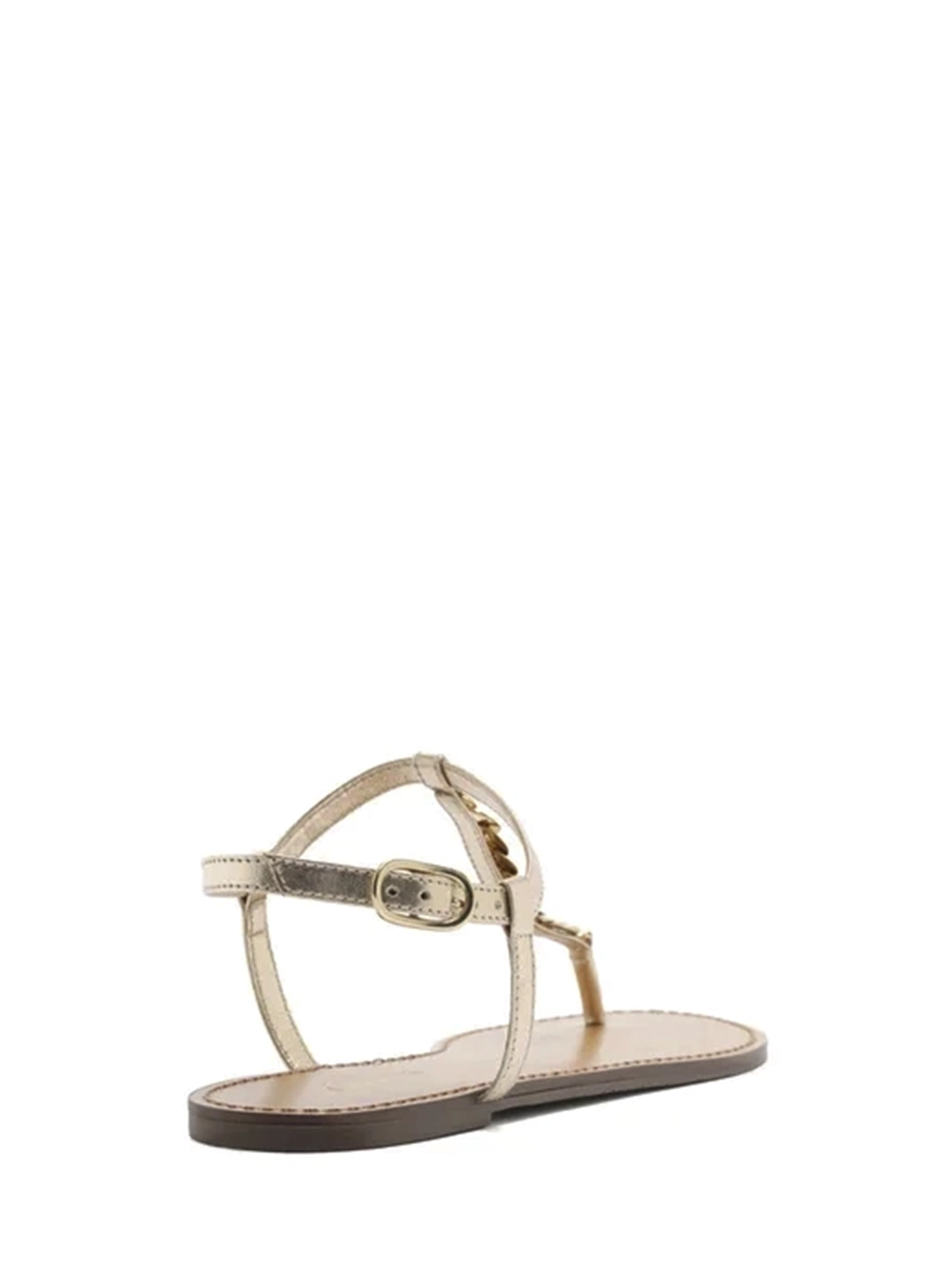 Sandália Rasa em Pele Dourada Slim Metais - Image 3