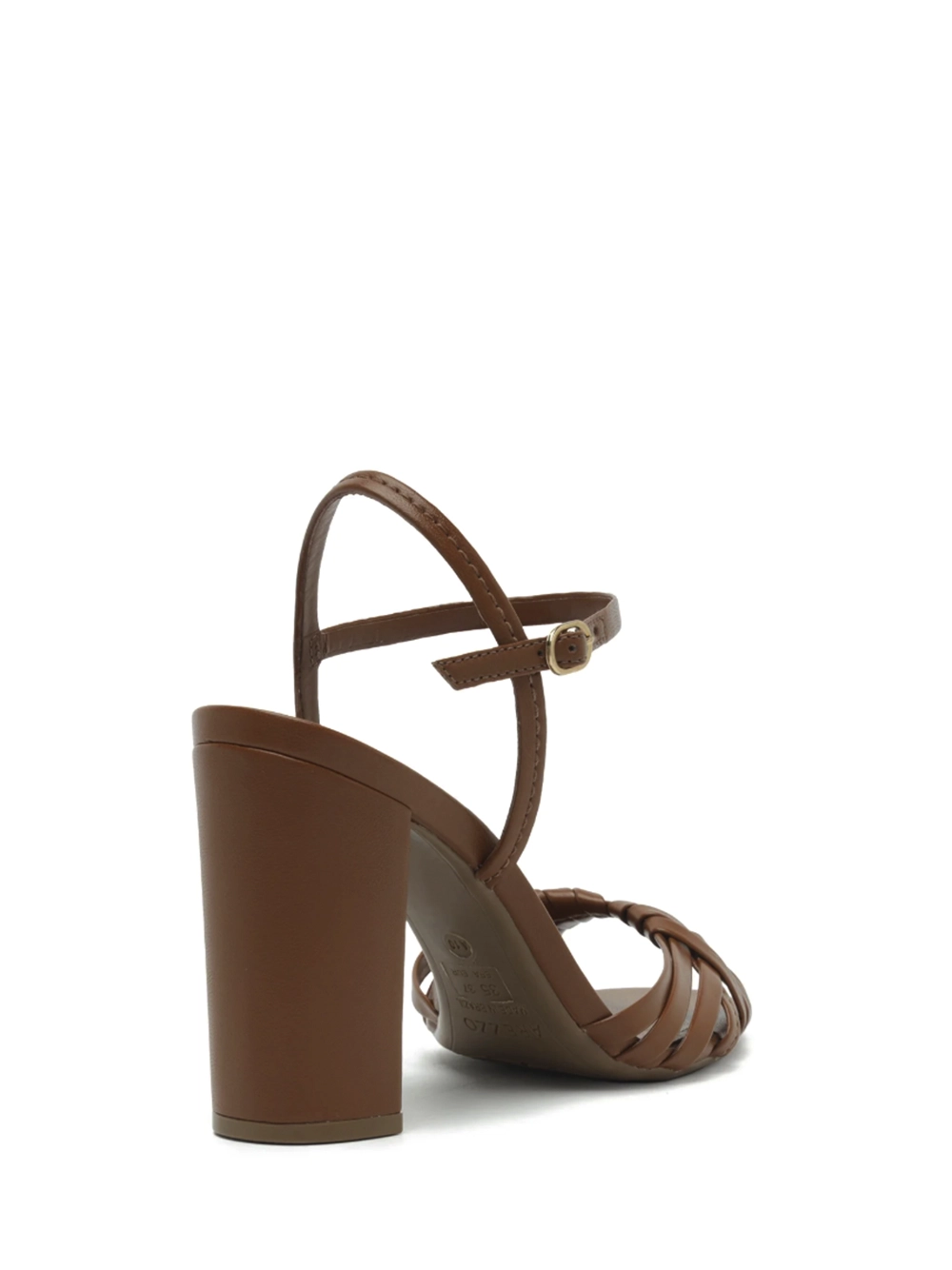Sandália em Pele Castanha e Salto Bloco - Image 3