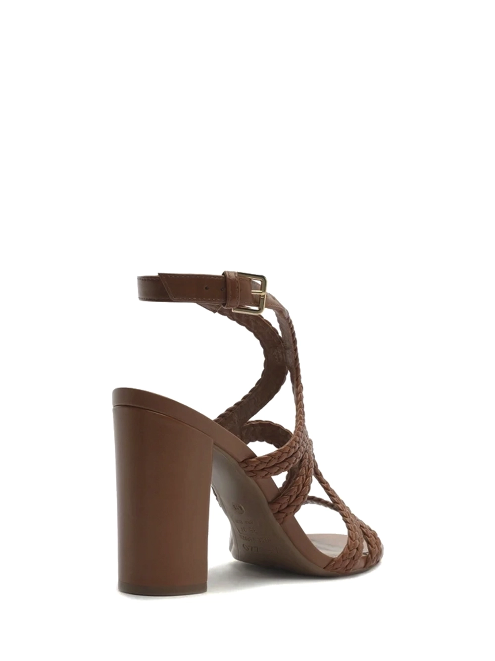 Sandália em Pele Castanha e Tiras Entrançadas - Image 3