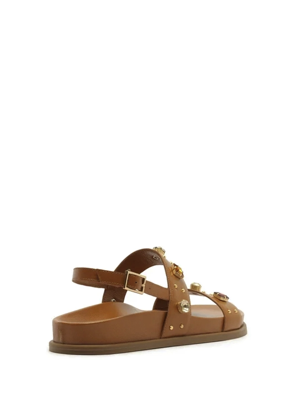 Sandália em Pele Castanha e Pedrarias - Image 3