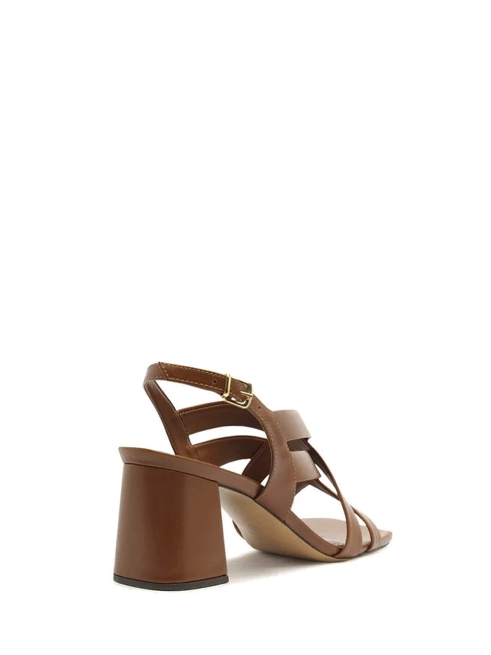 Sandália em Pele Castanha e Salto em Bloco - Image 3