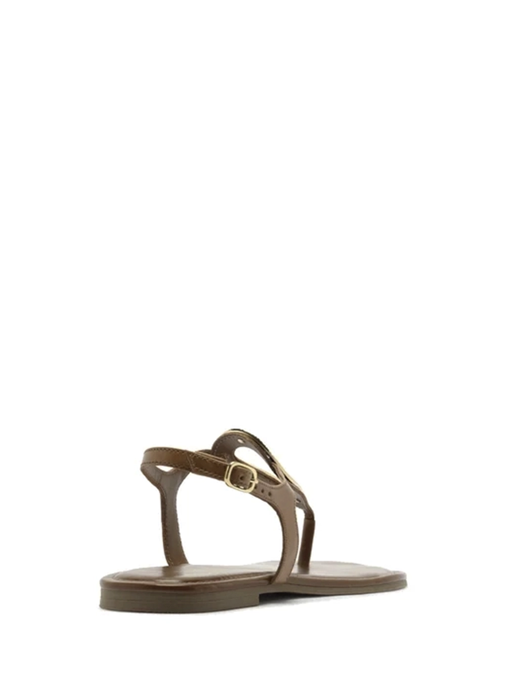 Sandália em Pele Castanha e Metal com Textura - Image 3