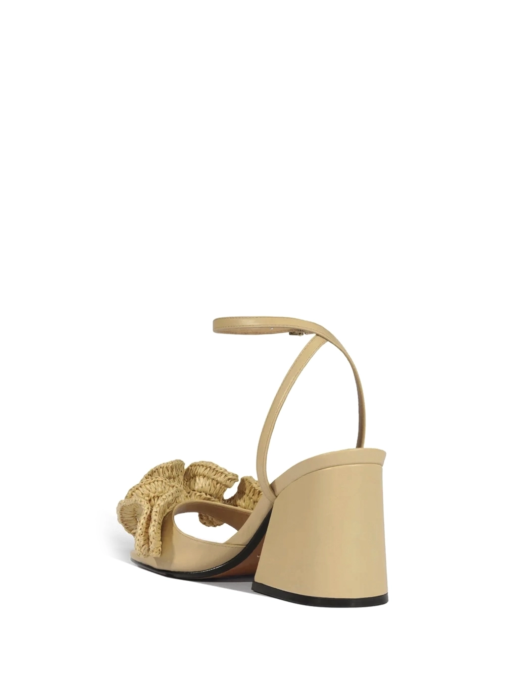 Sandália em Pele Beige e Ráfia - Image 3