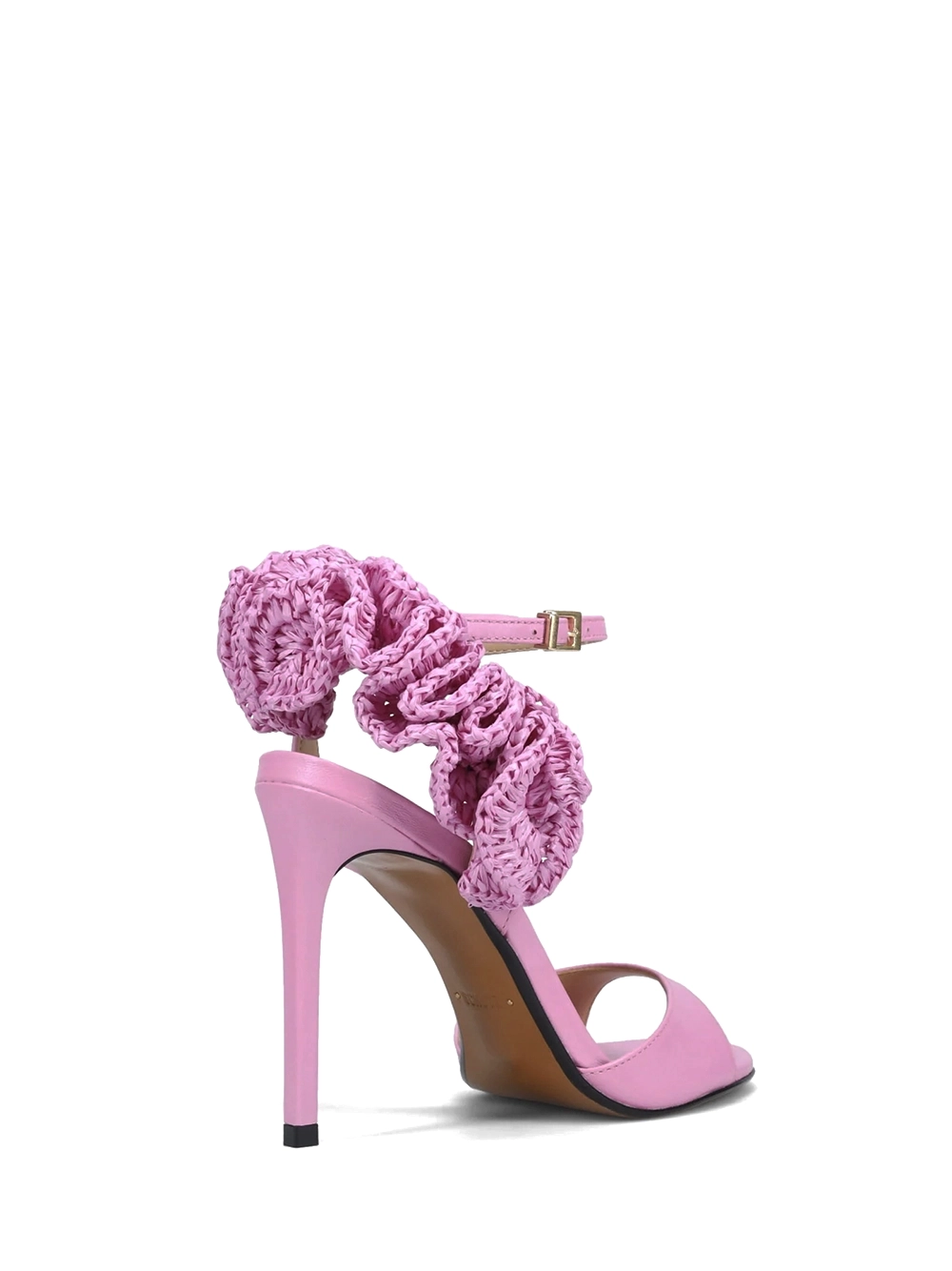 Sandália em Pele Rosa e Ráfia - Image 3