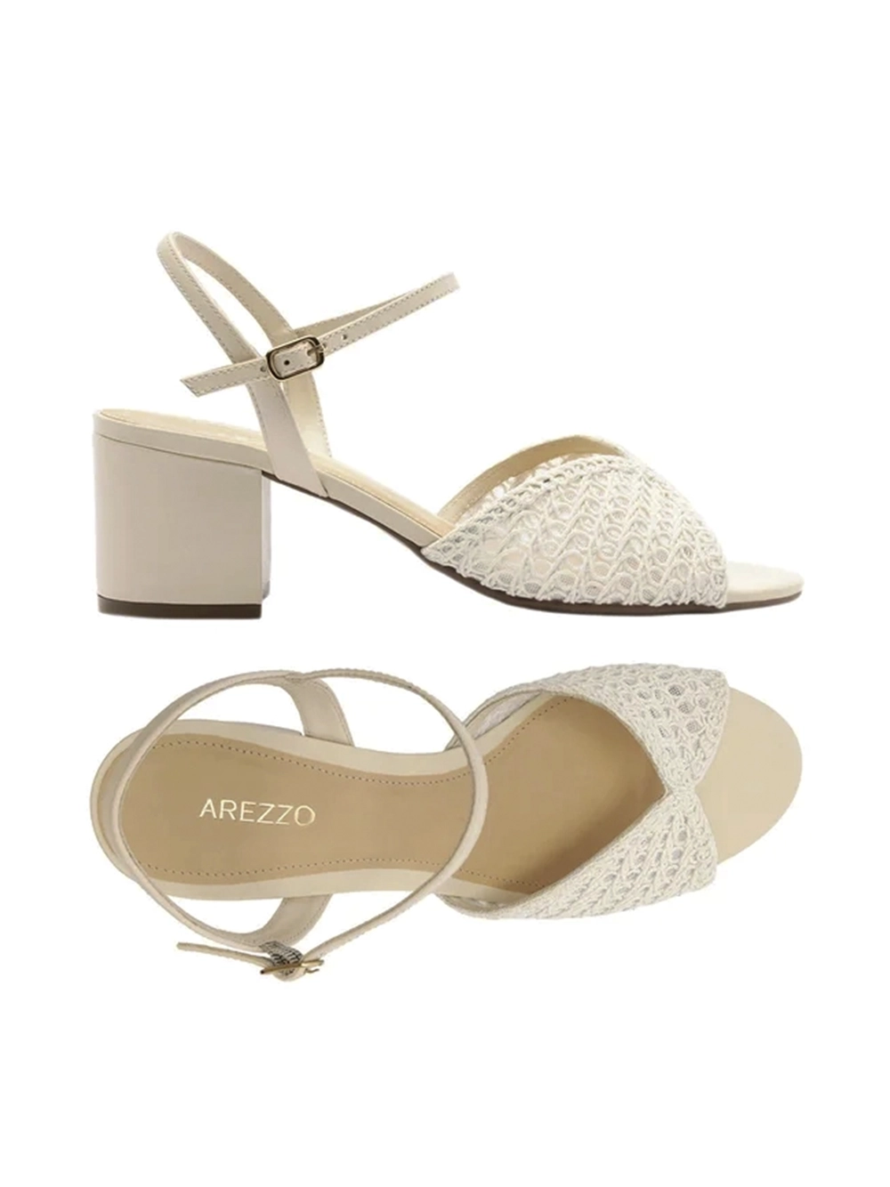 Sandália em Pele Off-White e Tiras com Bordado - Image 4