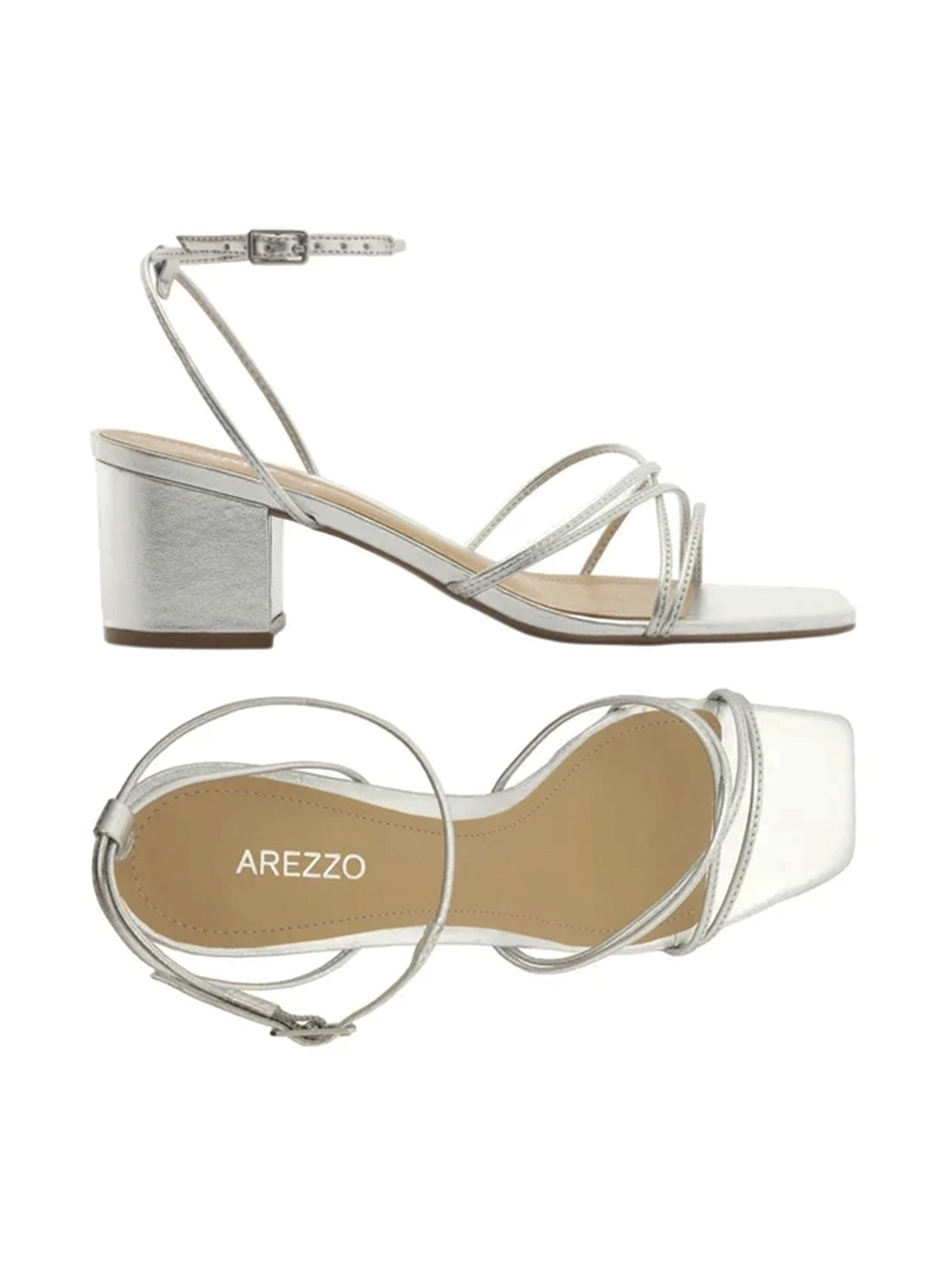 Sandália em Pele Prata e Tiras Finas - Image 4