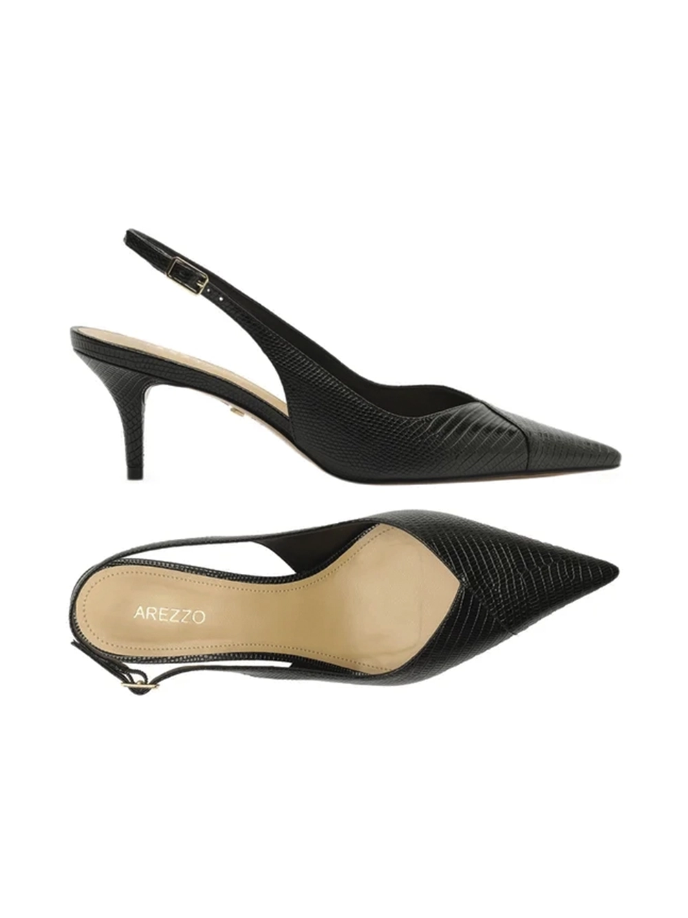 Scarpin Preto em Pele Salto Kitten Slingback - Image 4