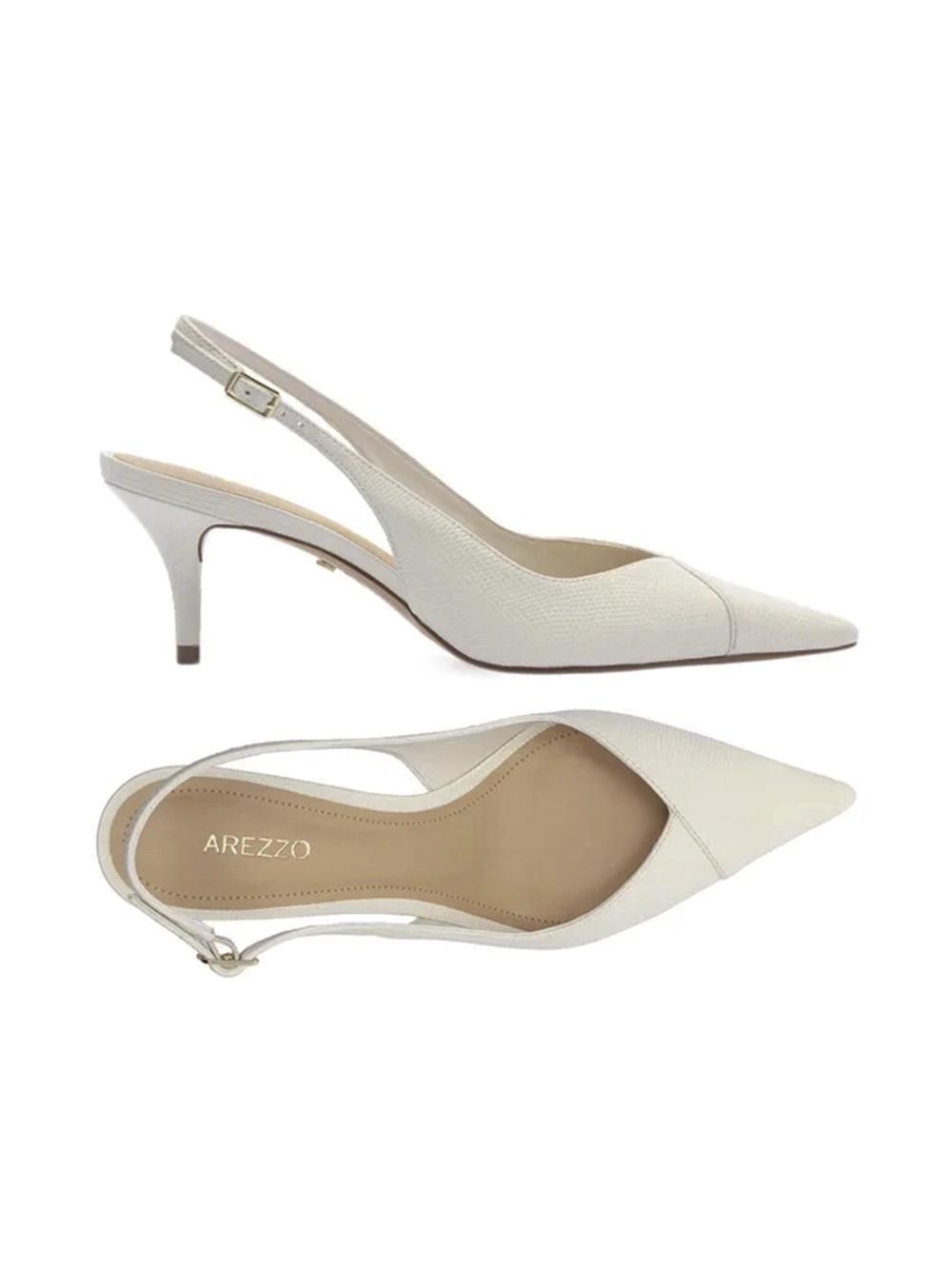 Scarpin em Pele Branca Salto Kitten Slingback - Image 4