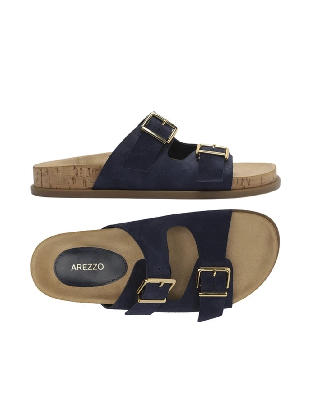 Sandália em Camurça Azul e Sola de Cortiça - Image 4