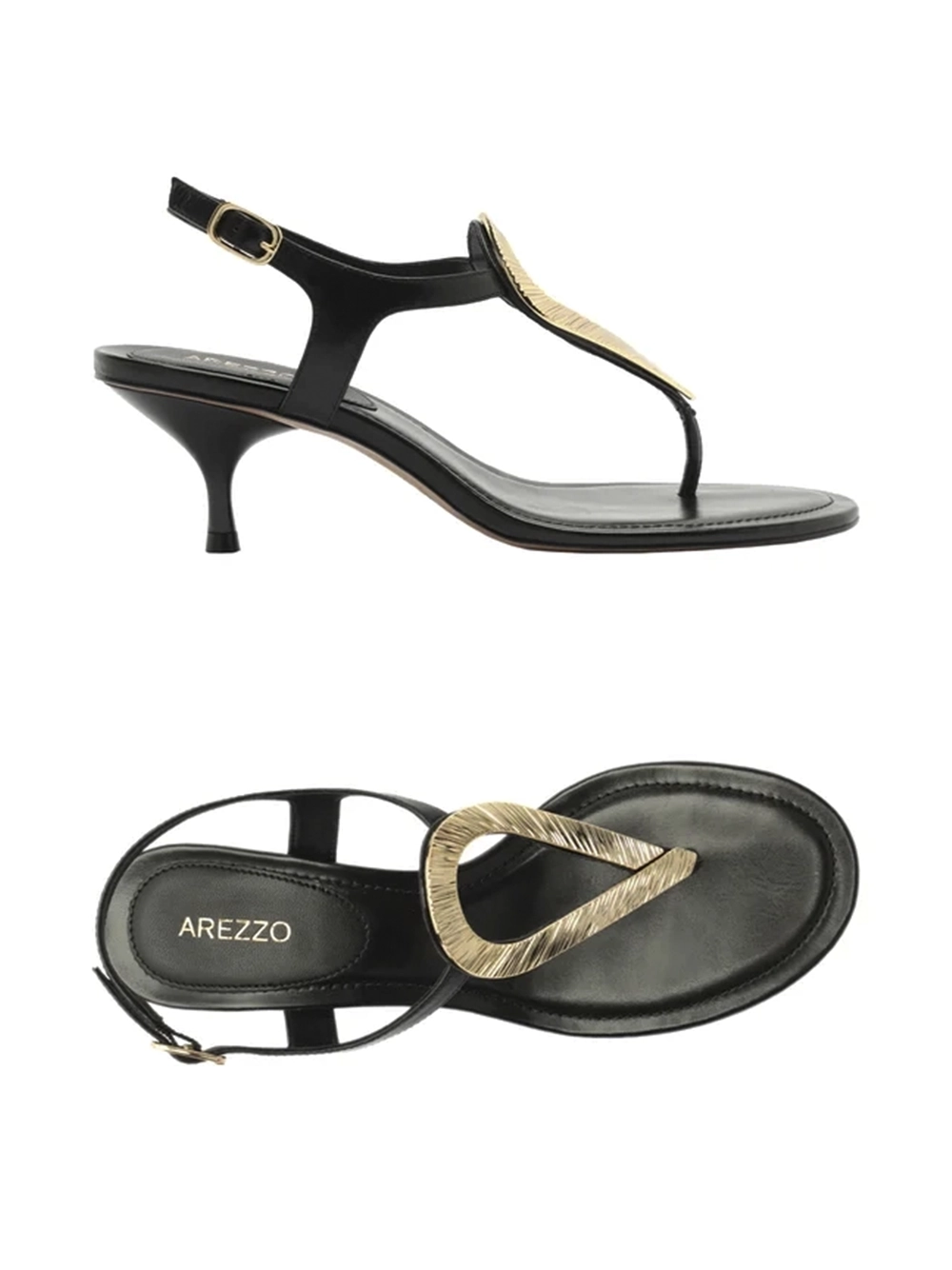 Sandália Preta em Pele Salto Kitten - Image 4